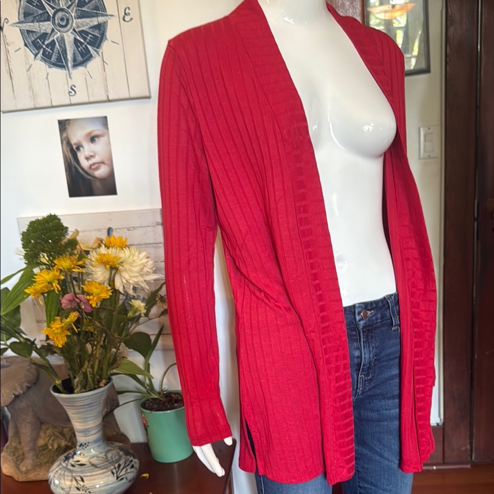 NWT northern reflections size small Women's Red Open-Front light sheer cardigan